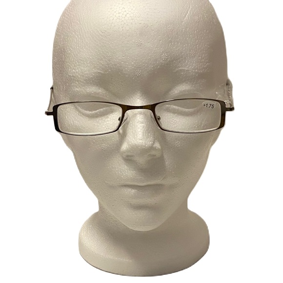 Reading Glasses +1.75 Silver 1 Piece with Cloth Case - Picture 3 of 6